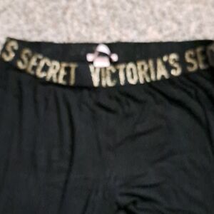 Victoria's Secret Black Lounge Pants with Gold Waistband